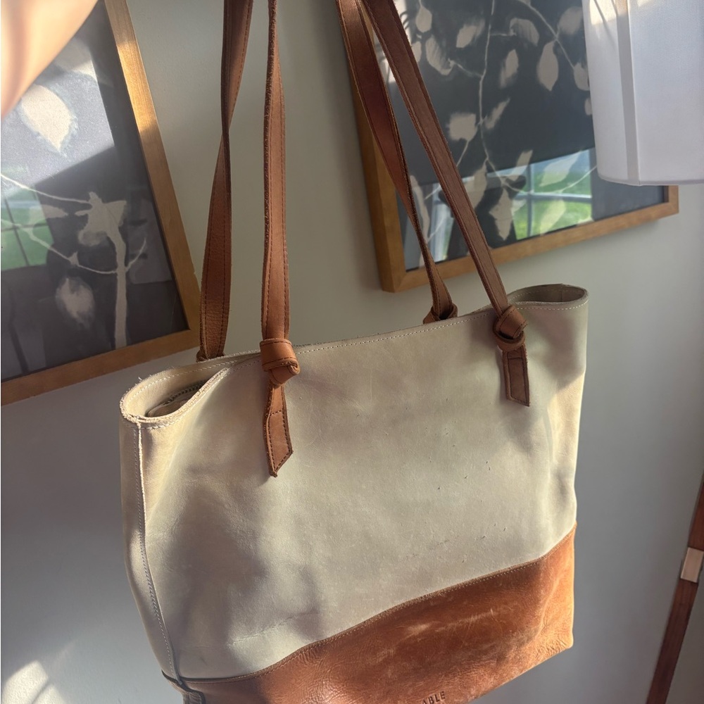 Able Tan and Brown Classic Tote Bag